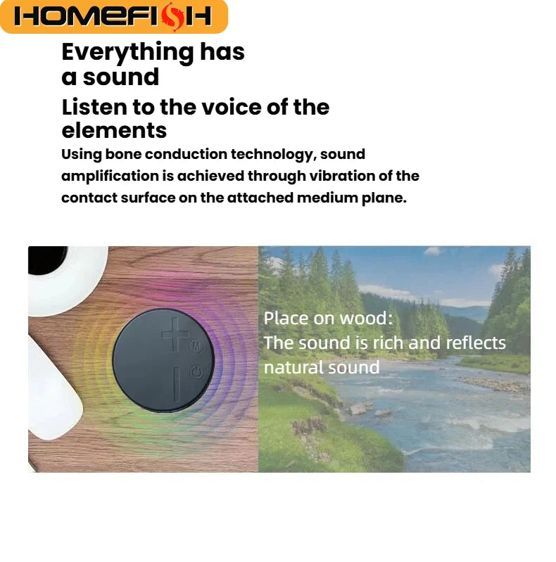Portable Bone Conduction Bluetooth Speaker Mini Wireless Vibration Speaker HiFi Stereo TWS for Home Outdoor Travel