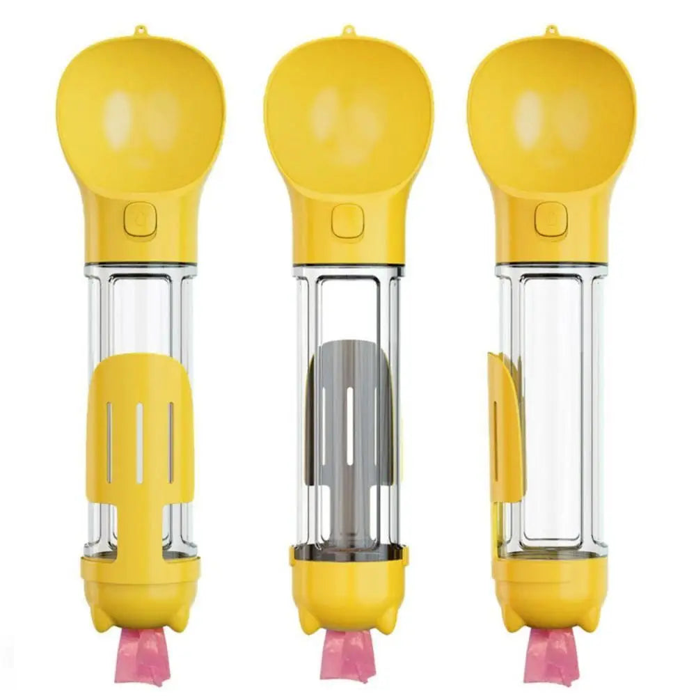 3-in-1 Portable Dog Water Bottle, Food Dispenser & Waste Bag Holder