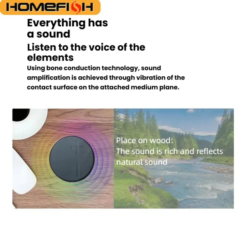Portable Bone Conduction Bluetooth Speaker Mini Wireless Vibration Speaker HiFi Stereo TWS for Home Outdoor Travel