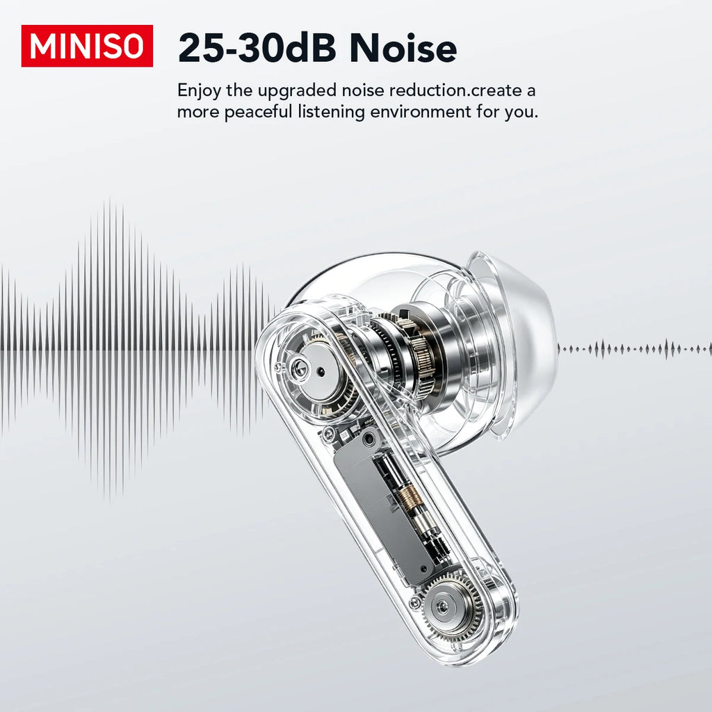 MINISO MS128 ANC Wireless Headphones Soft Earbuds with LED Touchscreen In-Ear Earbuds, HD Stereo Sound Active Noise Cancelling