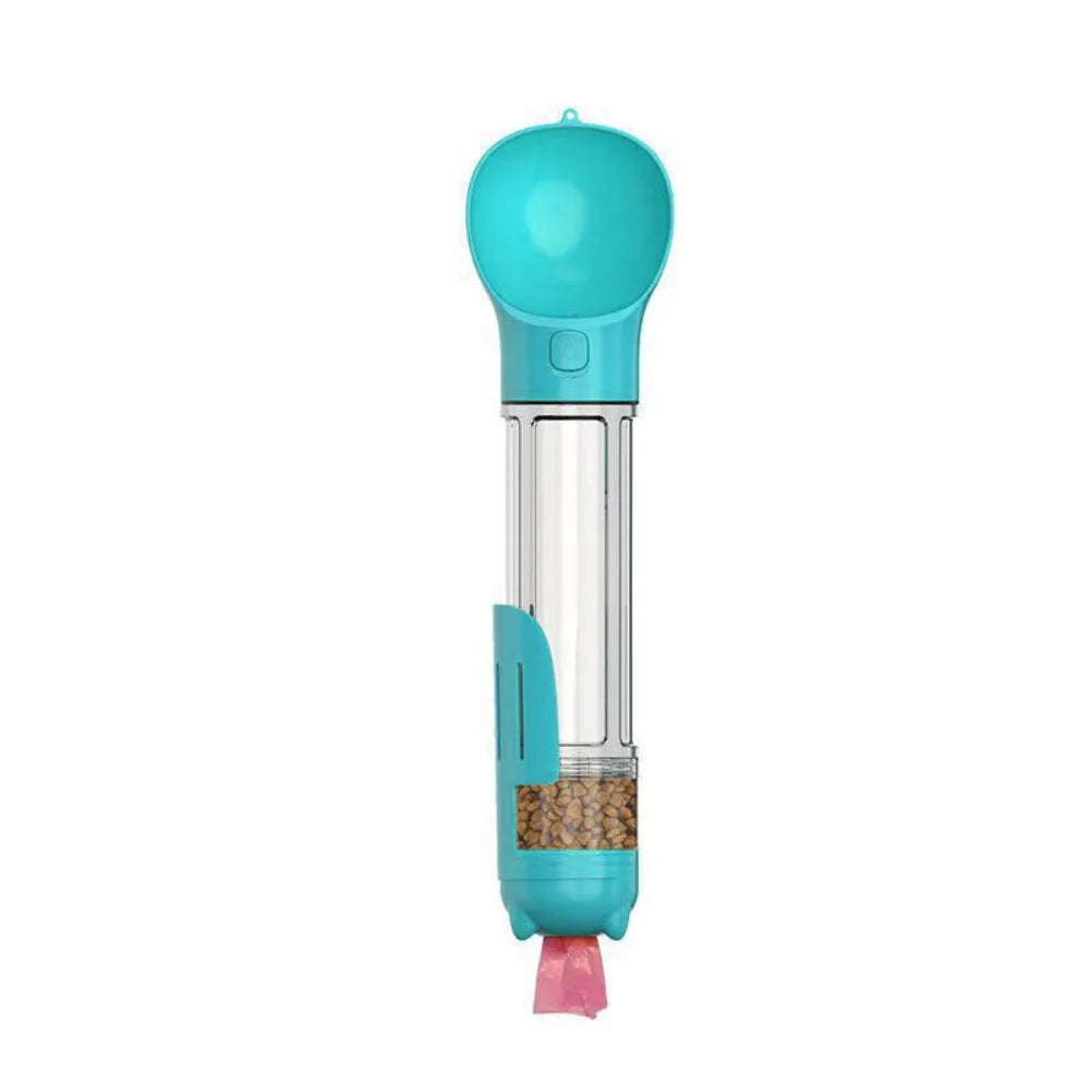3-in-1 Portable Dog Water Bottle, Food Dispenser & Waste Bag Holder