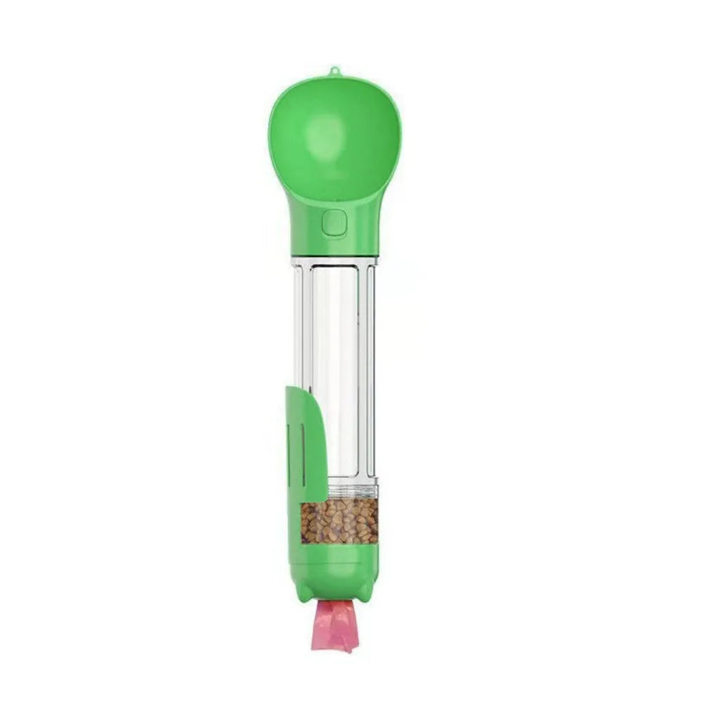 3-in-1 Portable Dog Water Bottle, Food Dispenser & Waste Bag Holder