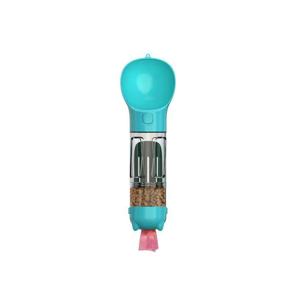 3-in-1 Portable Dog Water Bottle, Food Dispenser & Waste Bag Holder