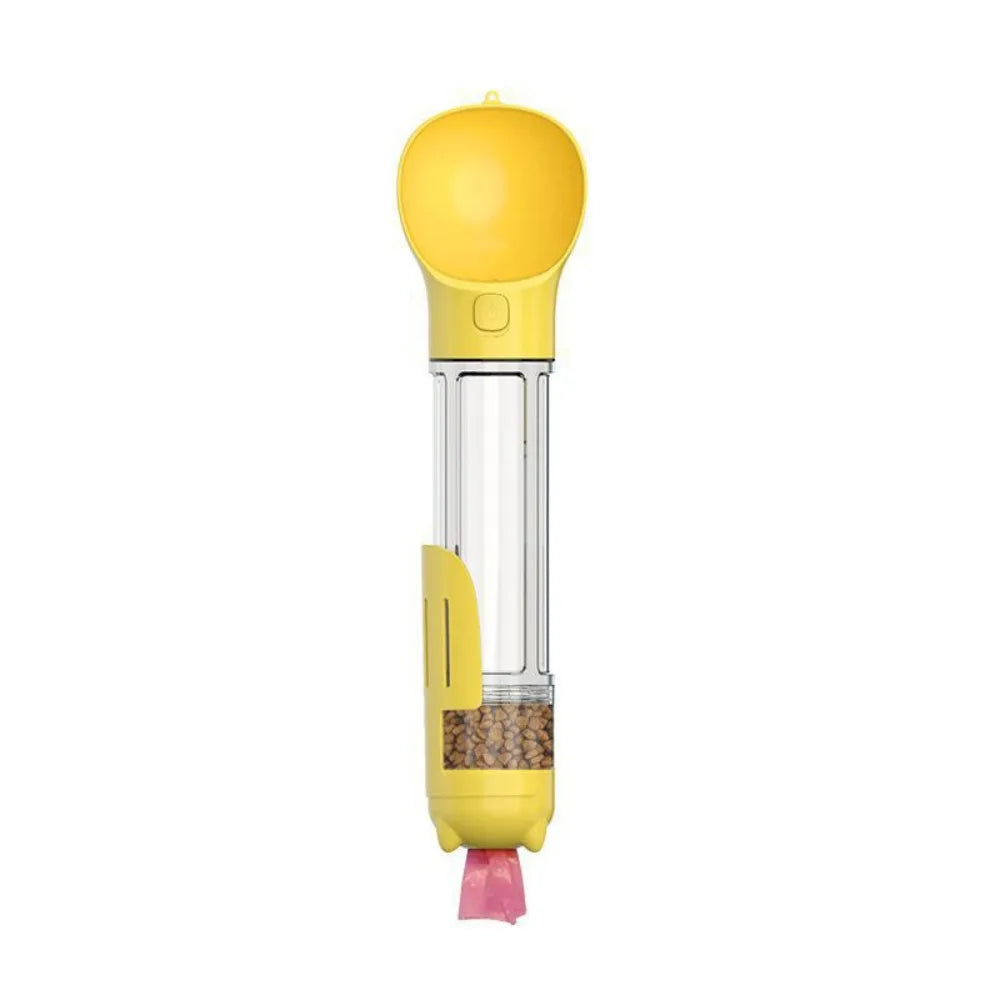 3-in-1 Portable Dog Water Bottle, Food Dispenser & Waste Bag Holder
